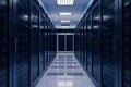 Tech infrastructure sleek data center interior with modern servers