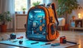 Tech Lab Backpack Toy with Gadgets Royalty Free Stock Photo