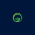 Green light bulb leaf symbol logo vector. Logo of green energy. Stylized eco logo biofuel. Renewable green energy logo - Vector Royalty Free Stock Photo