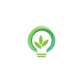 Green light bulb leaf symbol logo vector. Logo of green energy. Stylized eco logo biofuel. Renewable green energy logo - Vector Royalty Free Stock Photo