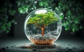 Tech meets nature Tree on globe, binary network backdrop essence of digital convergence