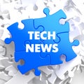 Tech News on Blue Puzzle. Royalty Free Stock Photo