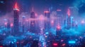 Tech Noir: Urban Utopia in Illustration./n Royalty Free Stock Photo