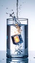 Tech Refresh - CPU Splashing into Clean Water Royalty Free Stock Photo