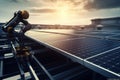 Tech of the robotic installing solar panel with Ai Generated