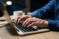 Tech savvy typing mans hands proficiently operate PC keyboard