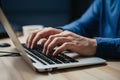 Tech savvy typing mans hands proficiently operate PC keyboard