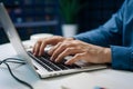 Tech savvy typing mans hands proficiently operate PC keyboard