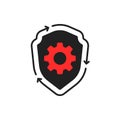 tech service security icon with gearwheel and shield Royalty Free Stock Photo