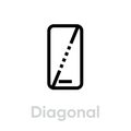 Tech specs diagonal phone icon. Editable line vector.