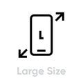 Tech specs large size phone icon. Editable line vector.