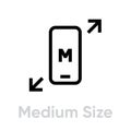 Tech Specs Medium Size phone icon. Editable Vector Outline.