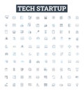 Tech startup vector line icons set. Tech, Startup, Technology, Innovation, Entrepreneur, Venture, Software illustration