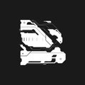 Tech style arrow. Cyberpunk design element. Futuristic arrow. Tech style pointer. Cyberpunk aesthetics. Vector