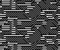 Tech style seamless linear pattern vector, monochrome circuit board lines endless background wallpaper image, black and white Royalty Free Stock Photo