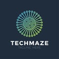 Tech sun maze concept logotype template design. Business logo icon shape. circle maze simple logo illustration Royalty Free Stock Photo