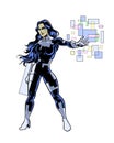 Tech super hero woman comic book illustrated character