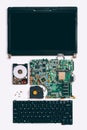 Tech support disassembled laptop electronic parts