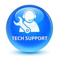 Tech support glassy cyan blue round button Royalty Free Stock Photo