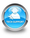 Tech support glossy cyan blue round button Royalty Free Stock Photo