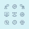 Outline Support, service, help simple line icons for web and mobile design pack 3