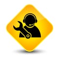 Tech support icon elegant yellow diamond button Royalty Free Stock Photo