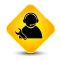 Tech support icon elegant yellow diamond button Royalty Free Stock Photo