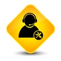 Tech support icon elegant yellow diamond button Royalty Free Stock Photo