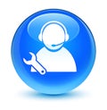 Tech support icon glassy cyan blue round button Royalty Free Stock Photo