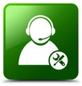 Tech support icon green square button Royalty Free Stock Photo