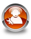 Tech support icon glossy brown round button Royalty Free Stock Photo