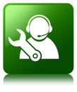 Tech support icon green square button Royalty Free Stock Photo