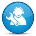 Tech support icon special cyan blue round button Royalty Free Stock Photo