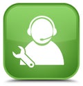 Tech support icon special soft green square button Royalty Free Stock Photo