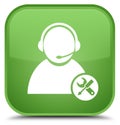 Tech support icon special soft green square button Royalty Free Stock Photo
