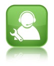 Tech support icon special soft green square button Royalty Free Stock Photo