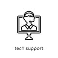 Tech support icon. Trendy modern flat linear vector Tech support Royalty Free Stock Photo