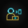tech, support neon vector icon. Blue and yellow neon vector icon Royalty Free Stock Photo