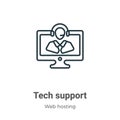 Tech support outline vector icon. Thin line black tech support icon, flat vector simple element illustration from editable web Royalty Free Stock Photo