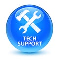 Tech support (tools icon) glassy cyan blue round button Royalty Free Stock Photo