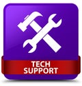 Tech support (tools icon) purple square button red ribbon in mid Royalty Free Stock Photo