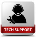 Tech support white square button red ribbon in middle Royalty Free Stock Photo