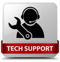 Tech support white square button red ribbon in middle Royalty Free Stock Photo