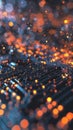 Tech-themed illustration, rich in detail and complexity, made by a 3D animator, integrating a bokeh effect throughout the scene