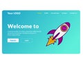 Tech-themed Landing Page Website UI with rocket vector icon