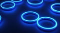 Tech-themed neon glow in minimalist patterns from above with copy area