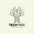 tech tree logo concept,green network technology logo vector.tech tree electrical circuit digital logo vector icon Royalty Free Stock Photo