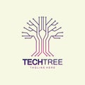tech tree logo concept,green network technology logo vector.tech tree electrical circuit digital logo vector icon Royalty Free Stock Photo