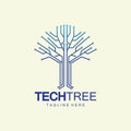 tech tree logo concept,green network technology logo vector.tech tree electrical circuit digital logo vector icon Royalty Free Stock Photo