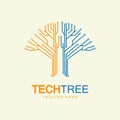 tech tree logo concept,green network technology logo vector.tech tree electrical circuit digital logo vector icon Royalty Free Stock Photo